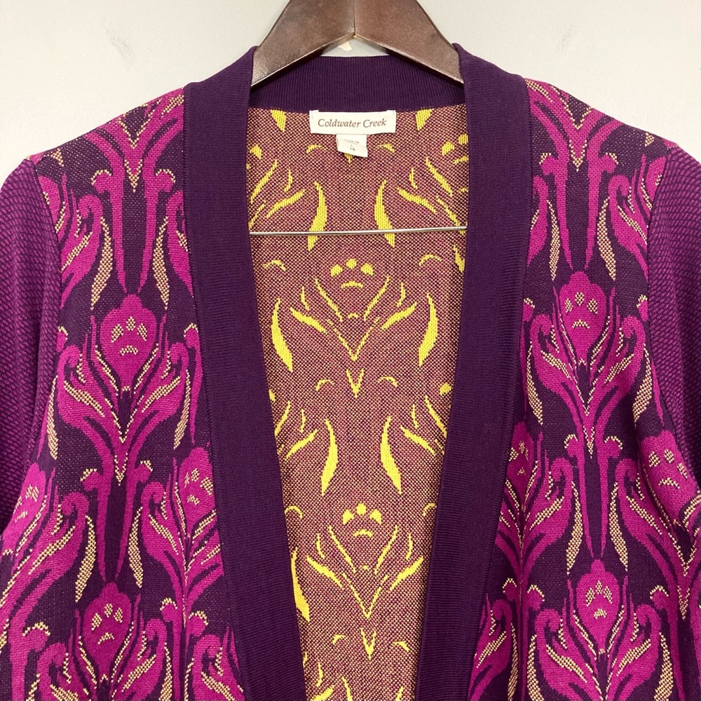 Coldwater Creek Silk Blend Cardigan Sweater Women’s Size L Lightweight Colorful - Picture 2 of 6
